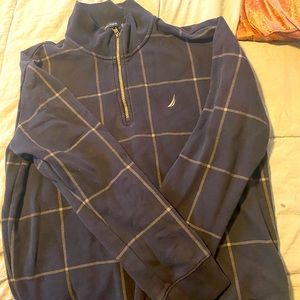 Mens Nautical Zip Up Sweater Size L